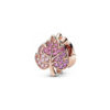 Charm Feuille pavé rose en argent 925 rosé