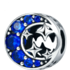 Charm ajouré avec étoiles et lune bleue en argent 925 et zirconium