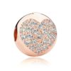 Charm clip rosé en argent 925 avec cœur pavé