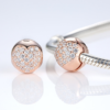 Charm clip rosé en argent 925 avec cœur pavé
