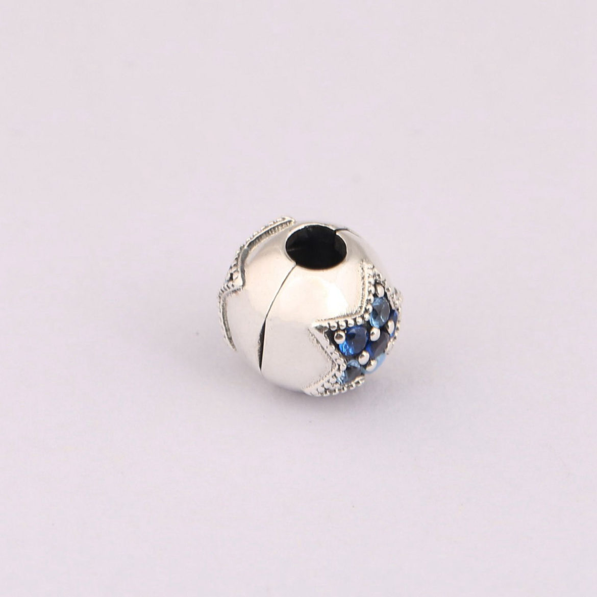 Charm clip en argent 925 avec étoile bleue