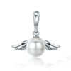 Charm pendentif en argent 925 avec perle blanche et ailes