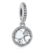 Charm pendentif trèfle à 4 feuilles coeurs en argent 925 et zirconium