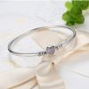Bracelet jonc fermeture cœur pavé rose en argent 925