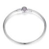 Bracelet jonc fermeture cœur pavé rose en argent 925