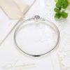 Bracelet jonc fermeture cœur pavé rose en argent 925