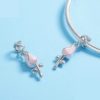 Charm pendentif Rose et Cœurs en argent 925