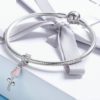 Charm pendentif Rose et Cœurs en argent 925